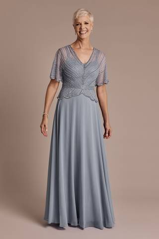 Picture of Beaded Peplum A-Line Dress with Scalloped Edge
